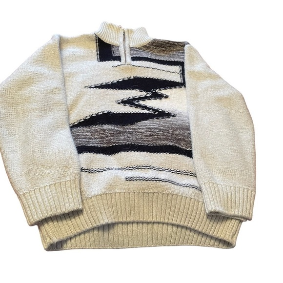 Vintage Fonxion 1/4 Zip Pullover Mockneck Sweater - Wool Size Large-Long Sleeves - Picture 2 of 8
